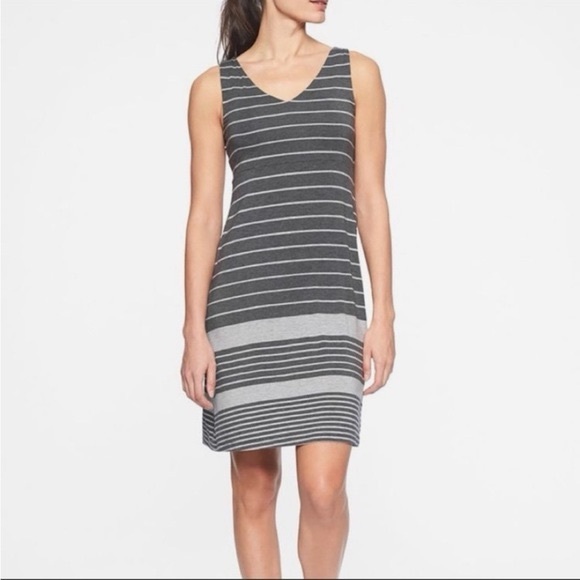 ATHLETA Santorini Striped VNeck Sleeveless Tank Mini Dress Modal/Spandex Size SP - Picture 1 of 9